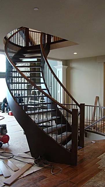 curved staircase brown